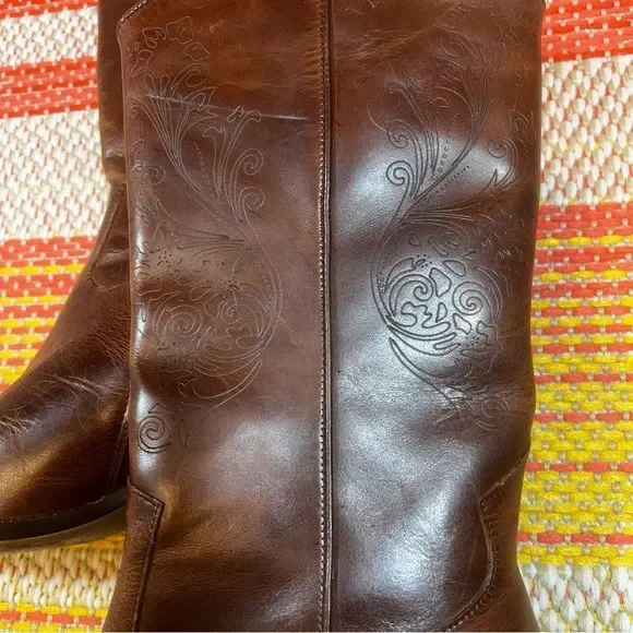 Leather Hand Stitched Mid Calf Western Boots Made In Brazil - Picture 3 of 13